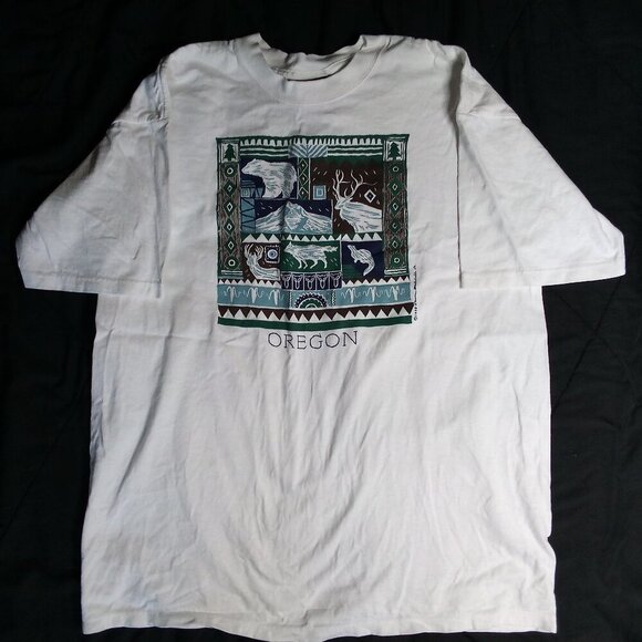 Deadstock Vintage Oregon Outdoors Nature Tribal T-Shirt - Picture 3 of 7